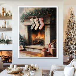 Cozy Christmas Hearth Stockings - NicheCanvas