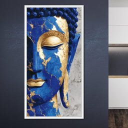 Cobalt Gold Buddha Portrait - NicheCanvas
