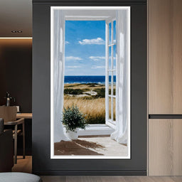 Open Window Ocean Breeze View - NicheCanvas