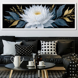 White Lotus Gold Night Garden - NicheCanvas