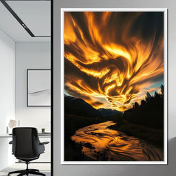 Golden Skies Over River Glow - NicheCanvas