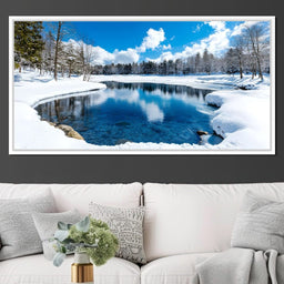 Crystal Winter Lake Reflections - NicheCanvas