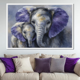 Tender Elephant Family Portrait - NicheCanvas