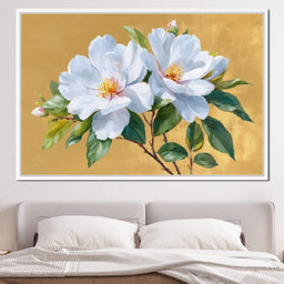 Golden Gardenia Duet Blooming - NicheCanvas