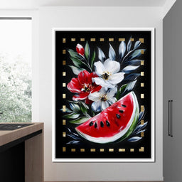 Summer Floral Watermelon Delight - NicheCanvas