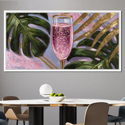 Pink Fizz Gold Palm Soiree - NicheCanvas