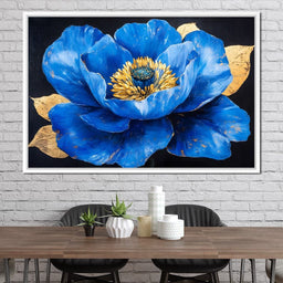 Golden Petal Azure Bloom - NicheCanvas