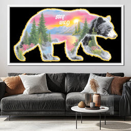 Bear Silhouette Mountain Sunset - NicheCanvas