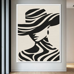 Monochrome Wind Hat Silhouette - NicheCanvas