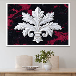 White Fleur De Lis Red Stone - NicheCanvas