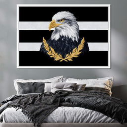 Bold Bald Eagle Stripes Gold Laurel - NicheCanvas