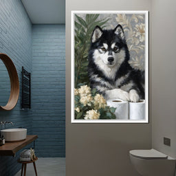 Malamute Bathroom Guardian - NicheCanvas