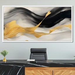 Modern Gold Black Fluid Waves - NicheCanvas