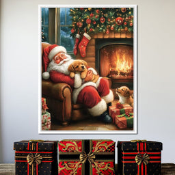 Cozy Christmas Eve With Puppies - NicheCanvas