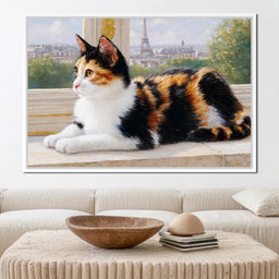 Dreamy Feline Parisian View - NicheCanvas