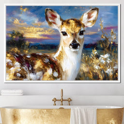 Golden Fawn Sunset Meadow - Neal Hackett - NicheCanvas