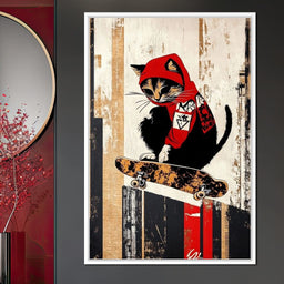 Feline Skateboarder - NicheCanvas