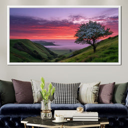 Blossom Tree Over Misty Hills - NicheCanvas