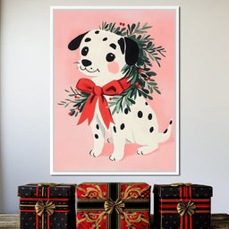 Festive Dalmatian Puppy Cheer - NicheCanvas