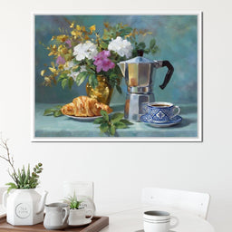 Morning Coffee & Bouquet - NicheCanvas