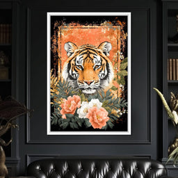 Tiger Majesty Floral Harmony - NicheCanvas