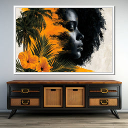 Golden Palms Dark Silhouette - NicheCanvas