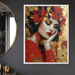 Golden Petals Dreaming Beauty - NicheCanvas