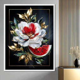 Golden Petals and Melon Muse - NicheCanvas