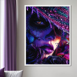 Neon Sugar Skull Rose Beauty - NicheCanvas