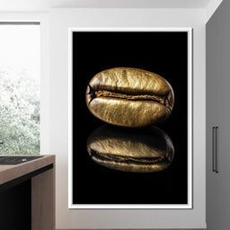Golden Coffee Bean Reflection - NicheCanvas