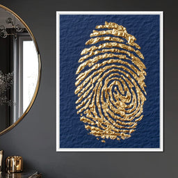 Golden Fingerprint On Navy Paper - NicheCanvas