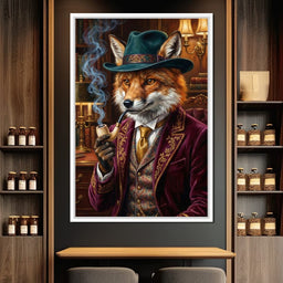 Gentleman Fox Smoking - NicheCanvas
