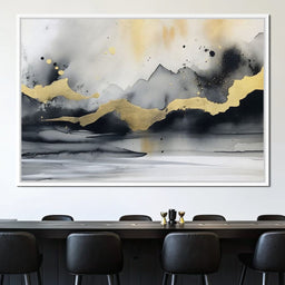 Golden Peaks Abstract Mist - NicheCanvas