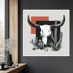 Modern Desert Longhorn Geometry - NicheCanvas