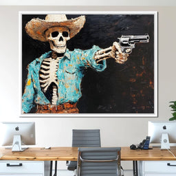 Cowboy Skeleton in Denim - NicheCanvas
