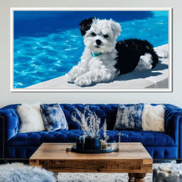 Puppy Relaxation by the Pool - NicheCanvas