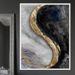 Gilded Moonstone Abstract Flow - NicheCanvas