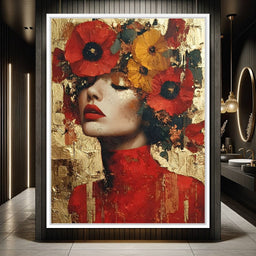 Golden Radiant Floral Muse - NicheCanvas
