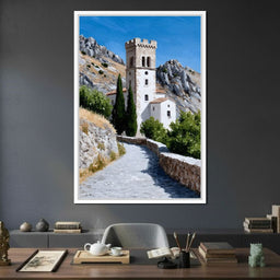 Mediterranean Stone Tower Pathway - NicheCanvas