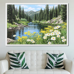 Alpine River Wildflower Glow - NicheCanvas