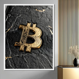 Golden Bitcoin Luxe Marble Icon - NicheCanvas