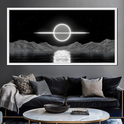 Celestial Orbit Over Silver Sea - NicheCanvas
