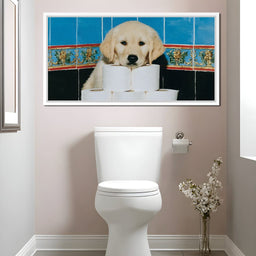 Golden Puppy Bathroom Roll Capers - NicheCanvas