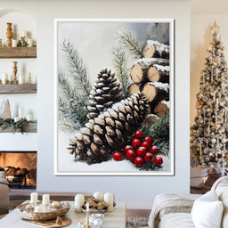 Snowy Pinecone Winter Gathering - NicheCanvas