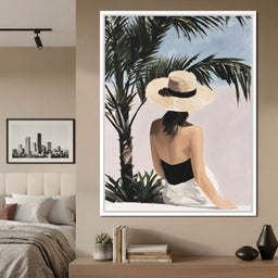 Coastal Palm Retreat Woman Hat - NicheCanvas