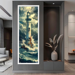 Beacon Amidst Stormy Shores - NicheCanvas