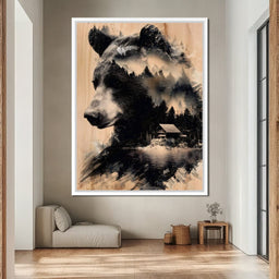 Bear Forest Cabin Reflections - NicheCanvas