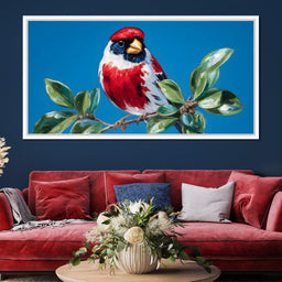 Radiant Plumage on Sky Branch - NicheCanvas