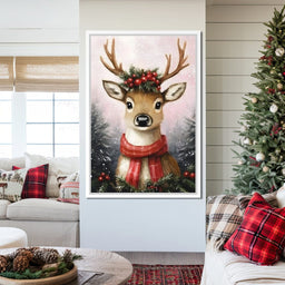 Holiday Reindeer Berries Cheer - NicheCanvas