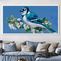 Sapphire Plume on Blossoms - NicheCanvas